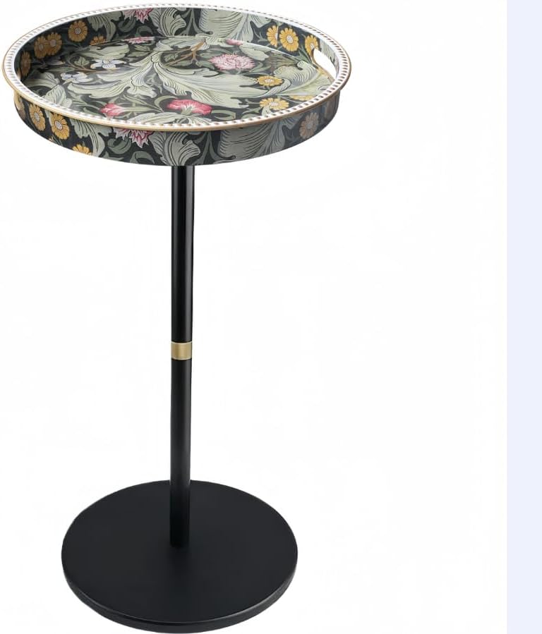 Simmer Stone Boho Round Side Table With Tray Top, Pedestal Drink Table for Small Spaces, Aesthetic Accent Nightstand for Living Room, Bedroom, Corners, and Office (Daisy) - Image 4