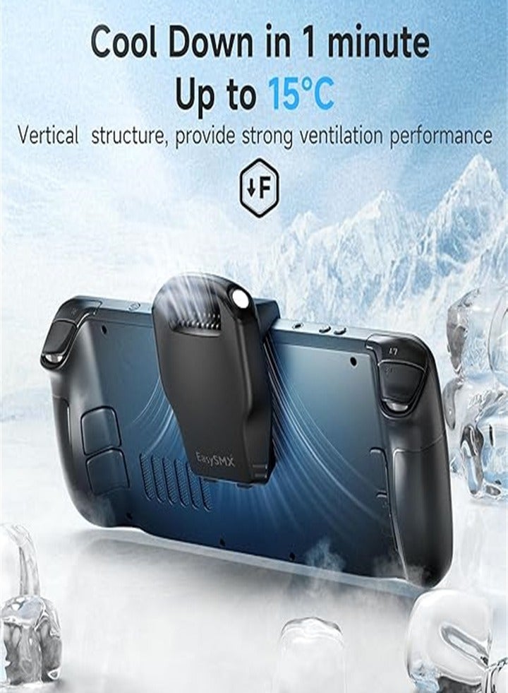 EasySMX D10 Steam Deck Fan, Steam Deck Cooling Fan, Exhaust Cooling System, LED Indicator, Lightweight, Fast Cooling Cooler for Steam Deck, Steam Deck Accessories - Black - Image 2