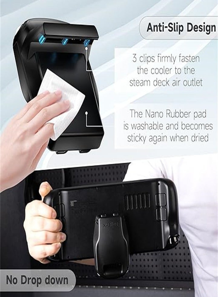 EasySMX D10 Steam Deck Fan, Steam Deck Cooling Fan, Exhaust Cooling System, LED Indicator, Lightweight, Fast Cooling Cooler for Steam Deck, Steam Deck Accessories - Black - Image 3