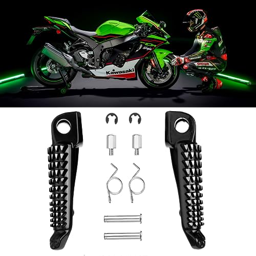 VPZMT Motorcycle Front Foot Pegs/Footrests for kawasaki ZX6R ZX10R 650R EX650 Z750 Z750S Z1000 ER-6N ER-6F ER6 (Bright black) - Image 2