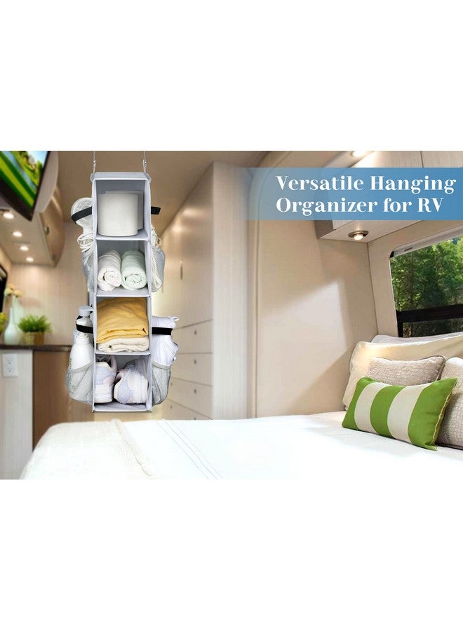 Sleeping Lamb SLEEPING LAMB Short Hanging Shoe Organizer for Closet Storage with Mesh Side Pockets Holds 8 Pairs, Hanging Shoe Rack Hanger RV, Camper, Grey  - Image 4