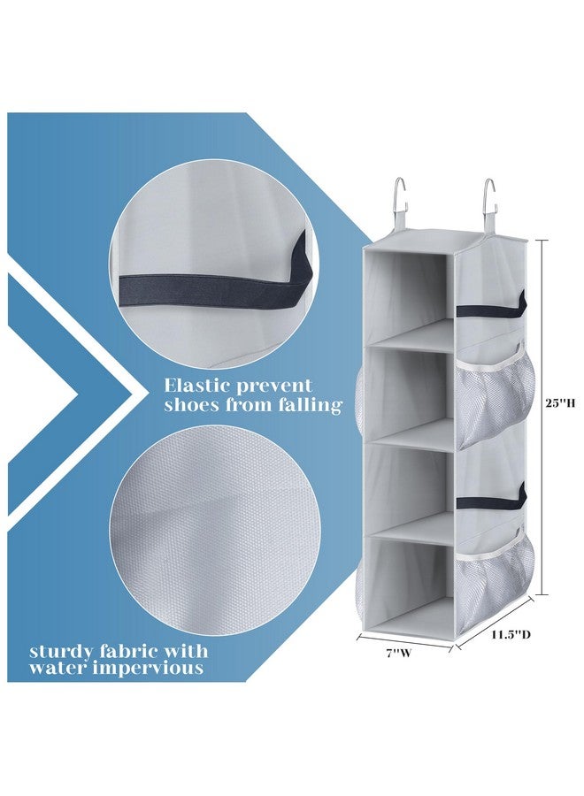 Sleeping Lamb SLEEPING LAMB Short Hanging Shoe Organizer for Closet Storage with Mesh Side Pockets Holds 8 Pairs, Hanging Shoe Rack Hanger RV, Camper, Grey  - Image 5