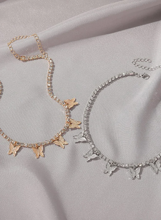 Take Two Embellished Butterfly Charm Necklace