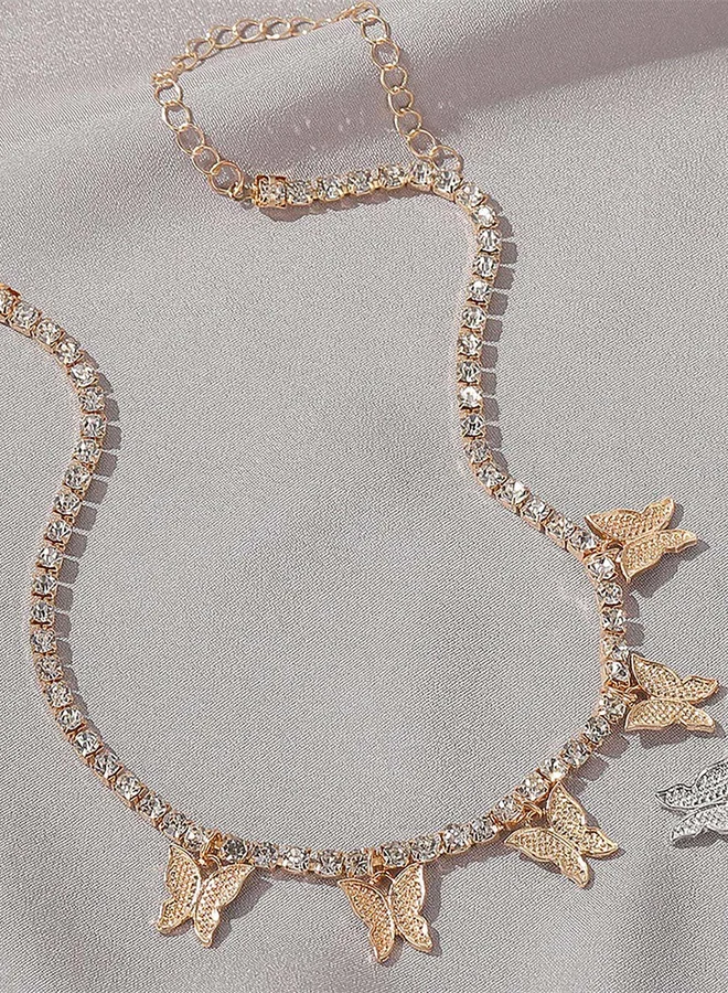 Take Two Embellished Butterfly Charm Necklace