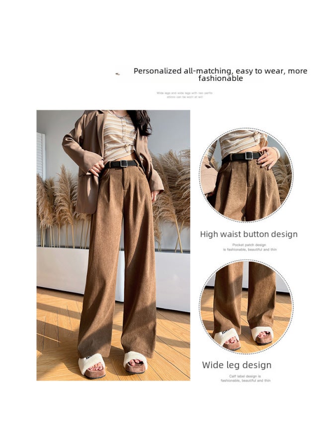 Warm Maillard Women's Suit Pants Women's Pants Spring And Autumn New Slimming Straight Casual Pants High Waist Drape Wide Leg Pants - Image 4