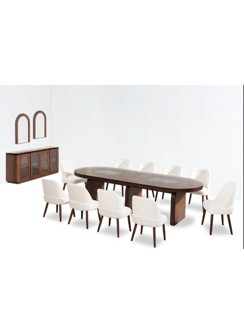 Gala Dining Table with 10 Chairs - Elegant Design and Spacious 360x120x78 cm