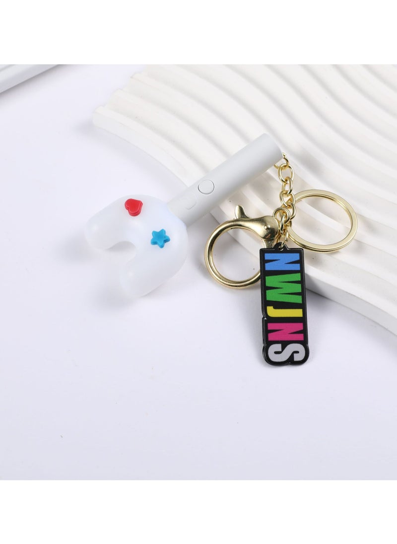 NIBEMINENT سلسلة مفاتيح Kpop Newjeans Glowstick Light Mini Stick Light Pendant  - Image 1