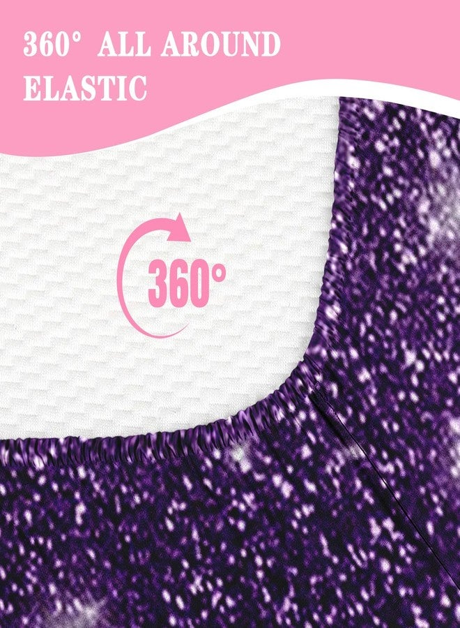 Nesker Zipper Bedding Full Purple Starry Sky, Zip Up Bedding Set for Boys and Kids, Shining Glitter Star 3 Pcs Comforter Bed in a Bag with Fitted Sheet and 2 Pcs Pillowcases - Image 4