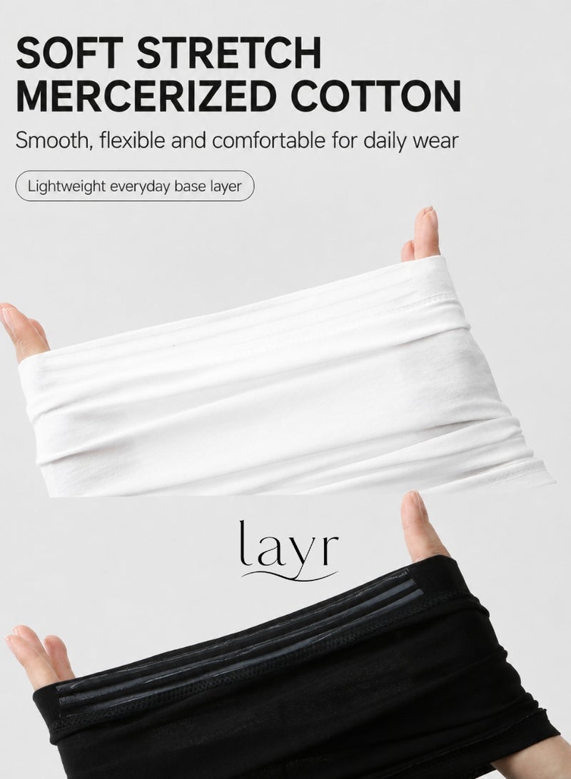 layr 2 Pcs Black and White Smart Grip Hijab Inner Caps for Women, Innovative Non Slip Underscarf Caps with Front Silicone Grip Strips, Soft Stretch Mercerized Cotton for Daily Hijab Styling - Image 5