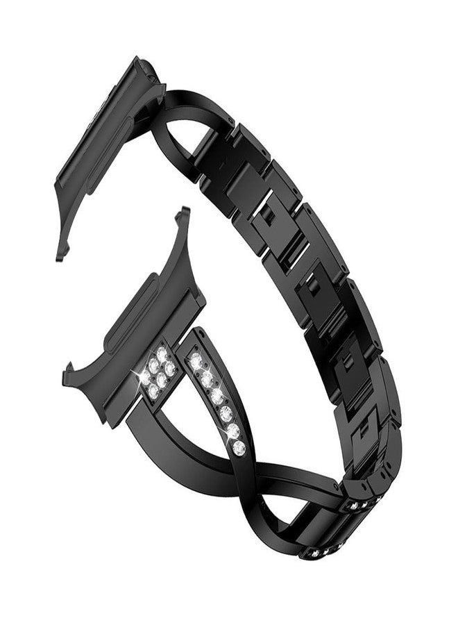Sankel Compatible for Samsung Galaxy Watch Ultra 47mm Bands, Women [No Gap] Metal Replacement Chain Bling Jewelry Bracelet Rhinestone Strap Wristband for Samsung Galaxy Watch Ultra 47mm (Black) - Image 2