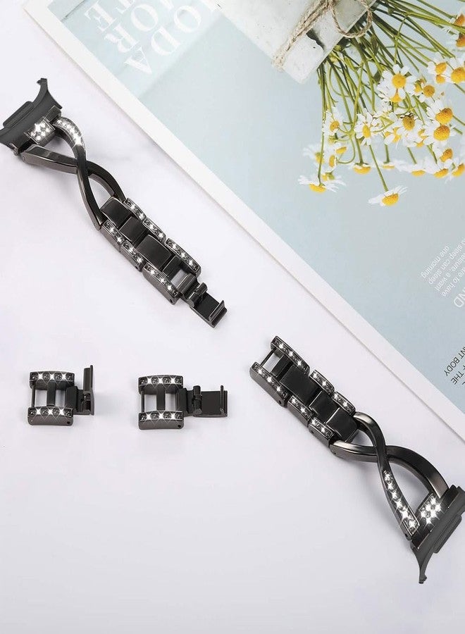Sankel Compatible for Samsung Galaxy Watch Ultra 47mm Bands, Women [No Gap] Metal Replacement Chain Bling Jewelry Bracelet Rhinestone Strap Wristband for Samsung Galaxy Watch Ultra 47mm (Black) - Image 4