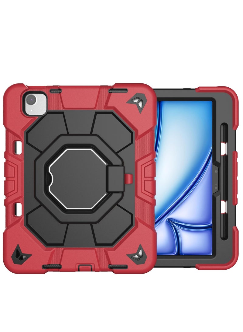 عام غطاء آيباد إير 6 (11 بوصة 2024) مع حامل قلم، غطاء متين مقاوم للصدمات وحماية قوية مع حامل يدوي دوار 360 درجة.
