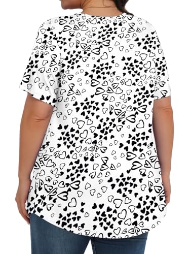 Tencede Womens Plus Size Tops Tunic Short Sleeve Crew Neck Shirts Casual Soft Blouse Lovely Love 1X - Image 4