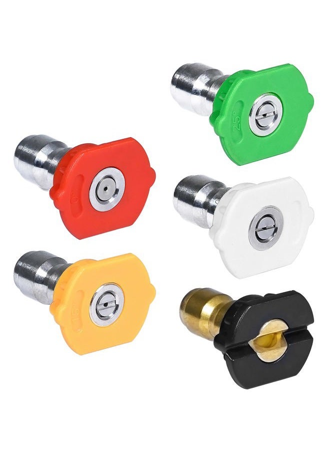 TOOLCY Pressure Washer Nozzle Tips, 4.5 Orifice, Design Up to 5000 PSI, Multiple Degrees, for Hot and Cold Water Use, Universal 1/4 inch Quick Connect, Replacement Nozzles for Power Washer (Set of 5) - Image 1