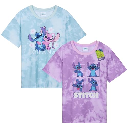 Disney Stitch T Shirts for Girls Teens Short Sleeve Shirt Crew Neck Pack of 2 Soft Breathable T-Shirts Gifts for Girls (9-10 Years, Purple/Blue, 2) - Image 1