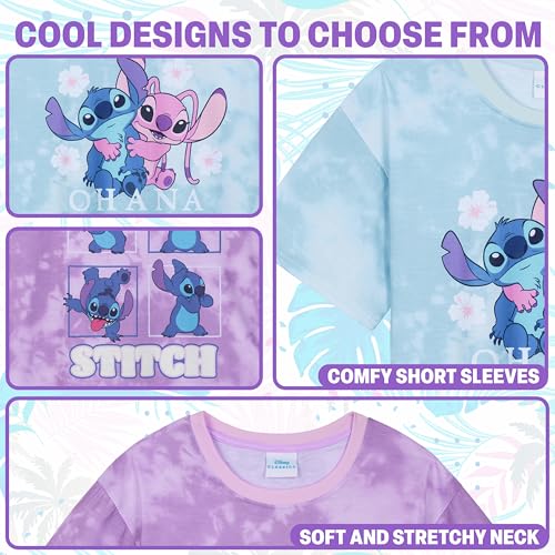 Disney Stitch T Shirts for Girls Teens Short Sleeve Shirt Crew Neck Pack of 2 Soft Breathable T-Shirts Gifts for Girls (9-10 Years, Purple/Blue, 2) - Image 4