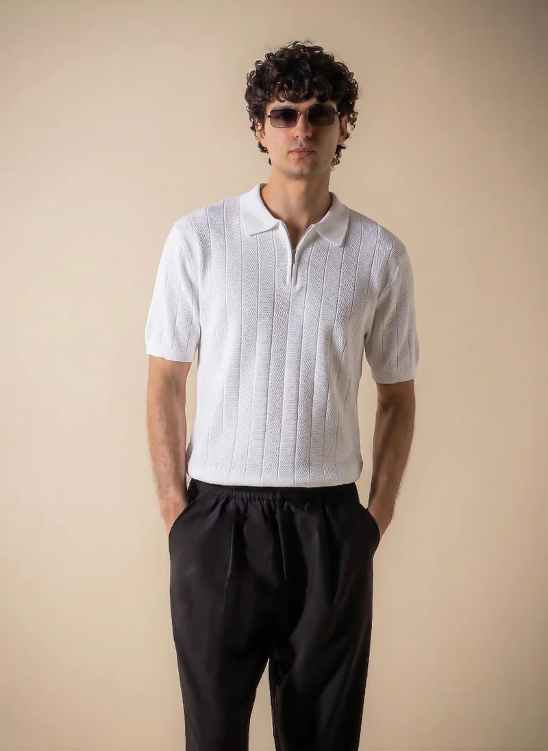 SHAPES VERTICAL TEXTURED POLO SHIRT