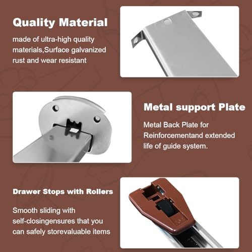 Kwarbeobo Drawer Slides Center Track for Kenlin Rite-Trak II Rails Kit, 16 Inch Drawer Metal Slides with Stop & Roller, Replacement for Dresser Nightstand Wardrobe Cabinet Drawer Tracks and Rails Kits (1 Pack) - Image 3
