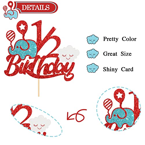 Festiko®Glitter 1/2 Birthday Cake Topper, Baby Half Year Old Cake Decor, Party Supplies Red - Image 2