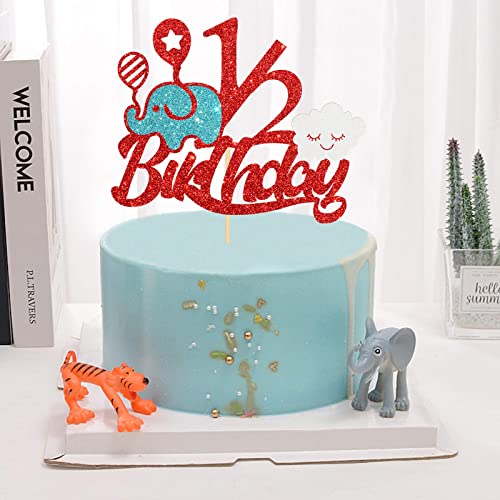 Festiko®Glitter 1/2 Birthday Cake Topper, Baby Half Year Old Cake Decor, Party Supplies Red - Image 5