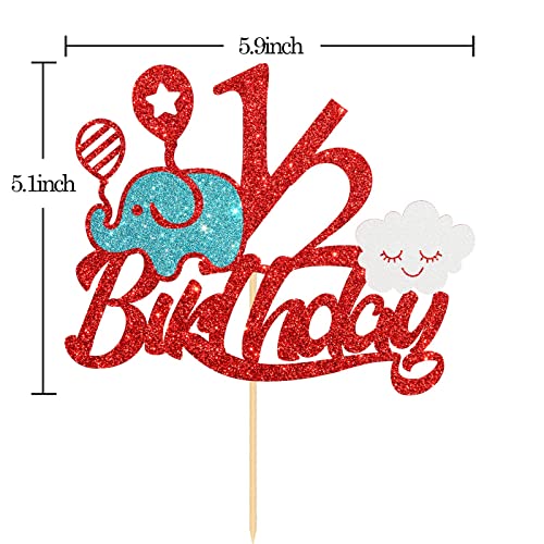 Festiko®Glitter 1/2 Birthday Cake Topper, Baby Half Year Old Cake Decor, Party Supplies Red - Image 3
