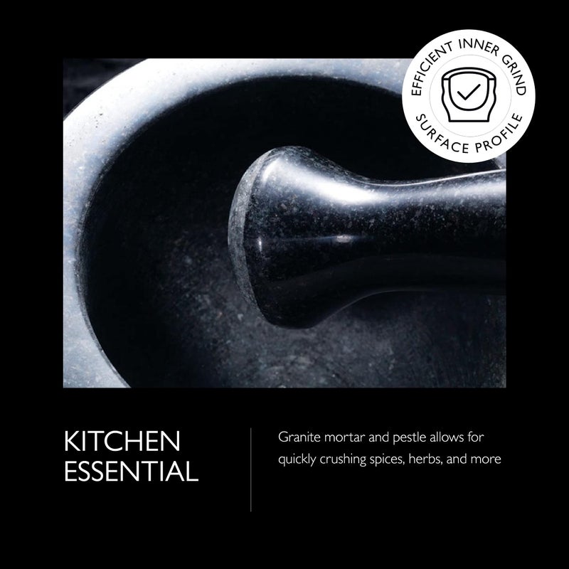 Cole & Mason 5.5-inch Granite Mortar & Pestle - Unpolished Stone Mortar & Pestle for Kitchen - Small Grinding Bowl for Herbs and Spices - Black, 8 pounds - Image 3