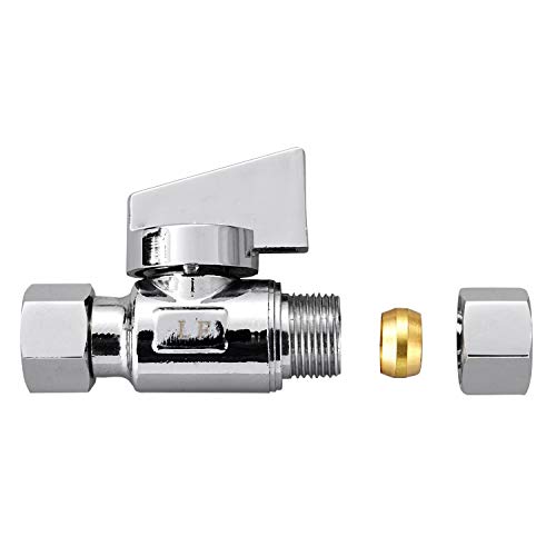 Minimprover 10 Pack Premium Chrome Brass 3/8" Comp FIP x 3/8 Inch Compression MIP Quarter Turn Water Straight Angle Stop (Add on) Valve - Image 4