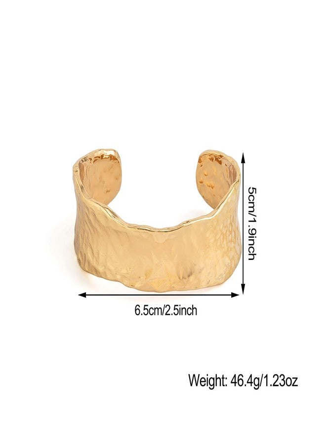 سوار YBMYCM ذهبي فضي سميك للنساء، سوار مطروق غير منتظم، سوار معصم قابل للتعديل، سوار مفتوح، مجوهرات أزياء عصرية (ذهبي) - Image 4