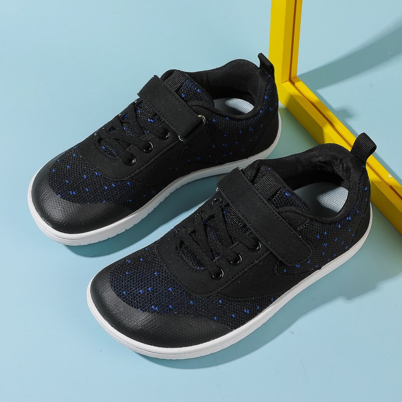 New Soft Bottom Barefoot Wide-Toe Children'S Shoes For Boys Lightweight Breathable Sneaker Contrast Color Velcro Non-Slip Flat Casual - Image 1