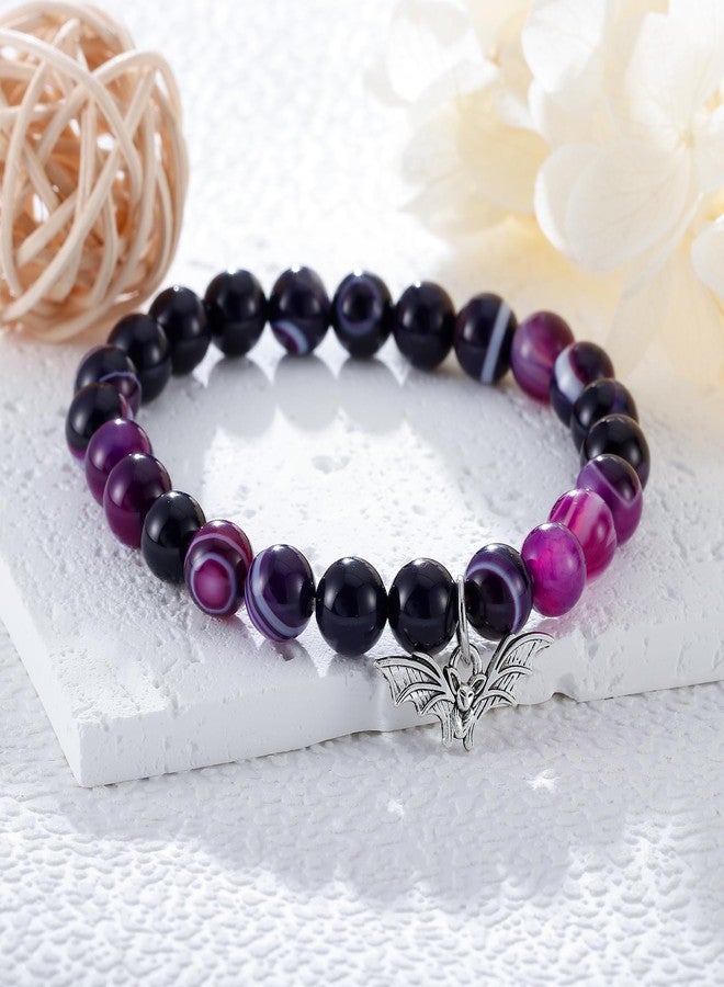 Fullrainbow Bat Bracelet for Women Bat Gifts Bat Jewelry Bat Charms Halloween Bracelets Halloween Jewelry for Women (Purple Bat Bracelet) - Image 2