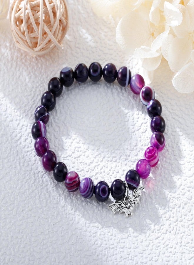 Fullrainbow Bat Bracelet for Women Bat Gifts Bat Jewelry Bat Charms Halloween Bracelets Halloween Jewelry for Women (Purple Bat Bracelet) - Image 3