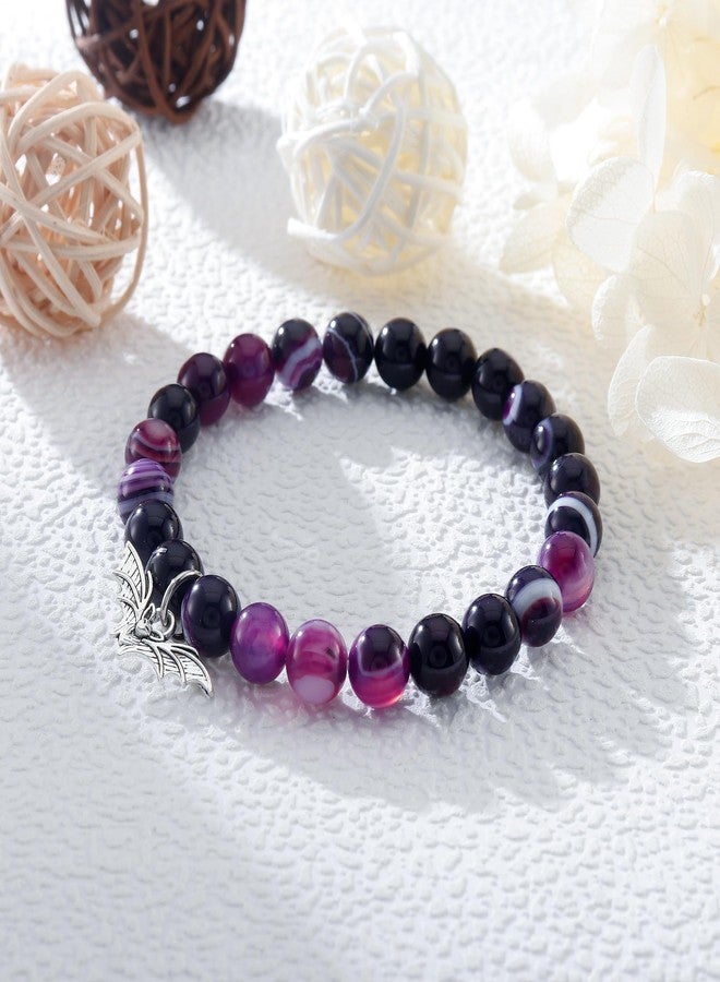 Fullrainbow Bat Bracelet for Women Bat Gifts Bat Jewelry Bat Charms Halloween Bracelets Halloween Jewelry for Women (Purple Bat Bracelet) - Image 5