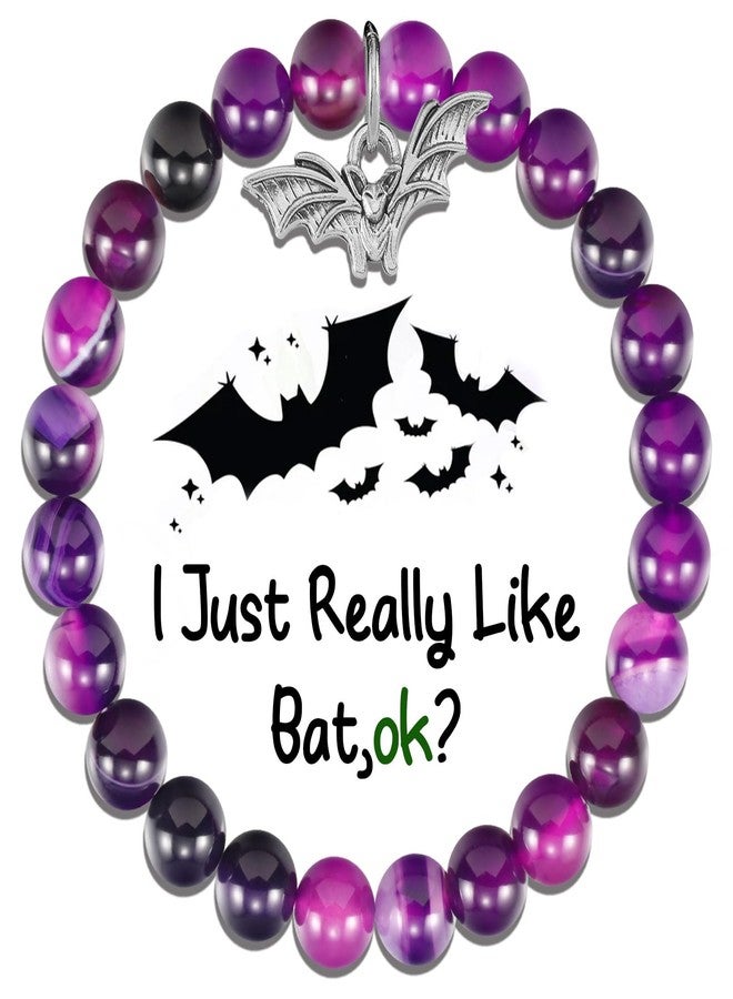 Fullrainbow Bat Bracelet for Women Bat Gifts Bat Jewelry Bat Charms Halloween Bracelets Halloween Jewelry for Women (Purple Bat Bracelet) - Image 1