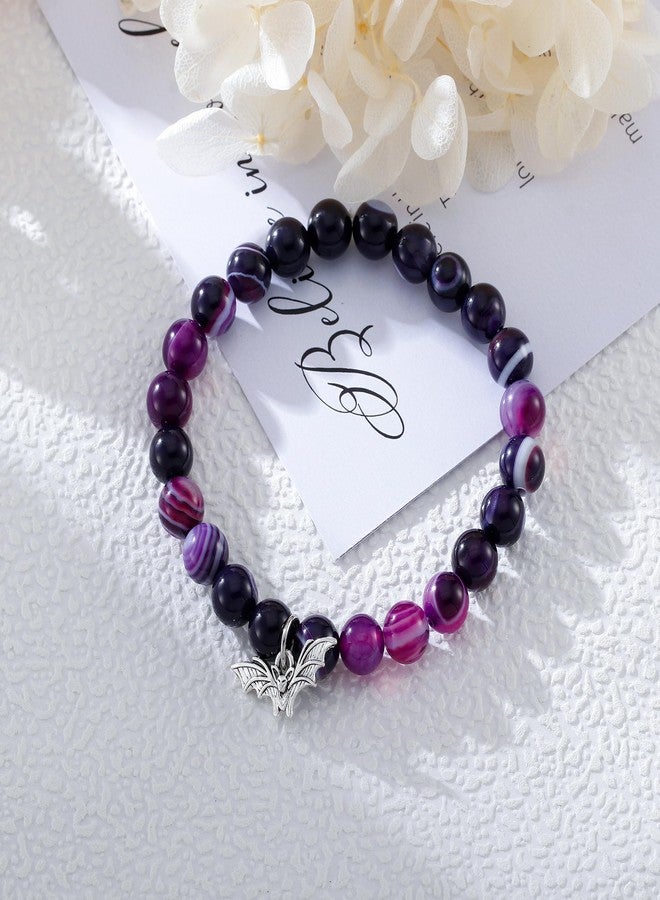 Fullrainbow Bat Bracelet for Women Bat Gifts Bat Jewelry Bat Charms Halloween Bracelets Halloween Jewelry for Women (Purple Bat Bracelet) - Image 4