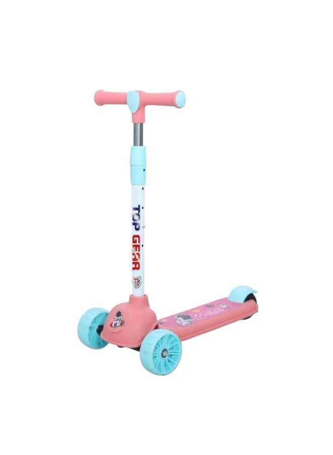 Top Gear Kids Scooter TG 635 – 3-Wheel Kick Scooter with Flashing PU Wheels, Rear Brake & Removable Handle - Pink - Image 1