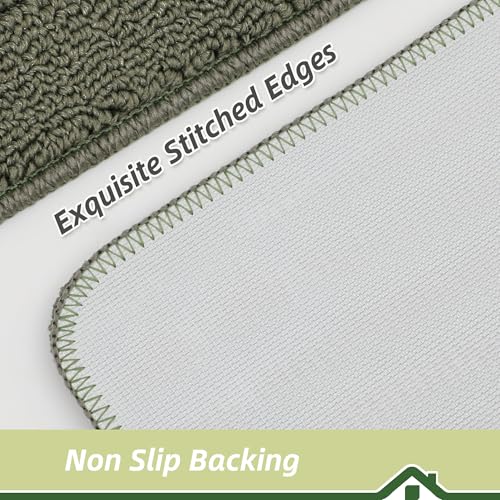 BEQHAUSE 30x18 Inch Kitchen Rug Mat Durable Kitchen Rugs Non-Slip Washable Absorbent Kitchen Mats for Floor Dirt-Resistant Semicircular Kitchen Mat (Green) - Image 4