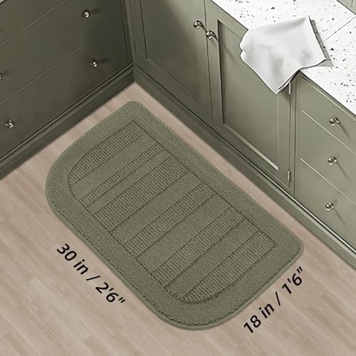 BEQHAUSE 30x18 Inch Kitchen Rug Mat Durable Kitchen Rugs Non-Slip Washable Absorbent Kitchen Mats for Floor Dirt-Resistant Semicircular Kitchen Mat (Green) - Image 3