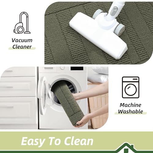 BEQHAUSE 30x18 Inch Kitchen Rug Mat Durable Kitchen Rugs Non-Slip Washable Absorbent Kitchen Mats for Floor Dirt-Resistant Semicircular Kitchen Mat (Green) - Image 5