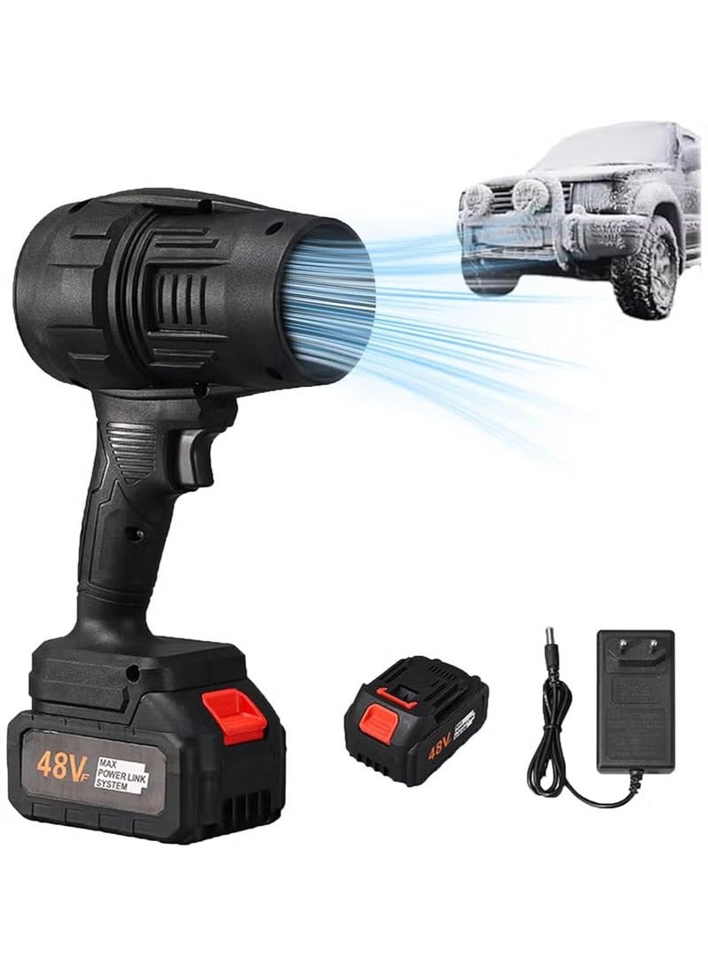 Generic Turbo Jet Blower, Cordless Turbo Super Power Air Duster, Stepless Speed Regulation Jet Dry Blower Car Drying, Car Dryer Air Blower (Black)  - Image 1