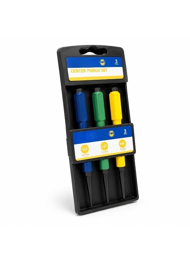 Master Tools MASTER TOOL Centre Punch Set 3PCS – Hardened Steel Marking Tools for Metal, Wood & Plastic - Image 2
