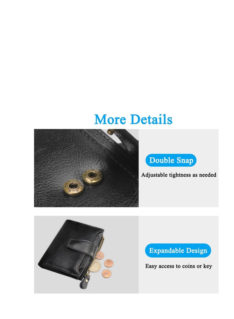 Stylish RFID Blocking Genuine Leather Bifold Wallet for Women with 18 Card Slots and Zipper Pocket for ID - Image 5