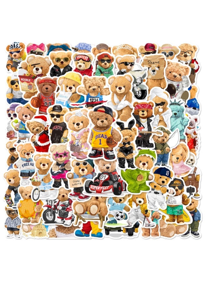 NIBEMINENT 60 Pcs Cute Doll Bear Deco Kit Waterproof Stickers, High Definition Printing Bright Colors, Suitable for Laptop Skateboard Luggage Water Bottle Guitar DIY - Image 1