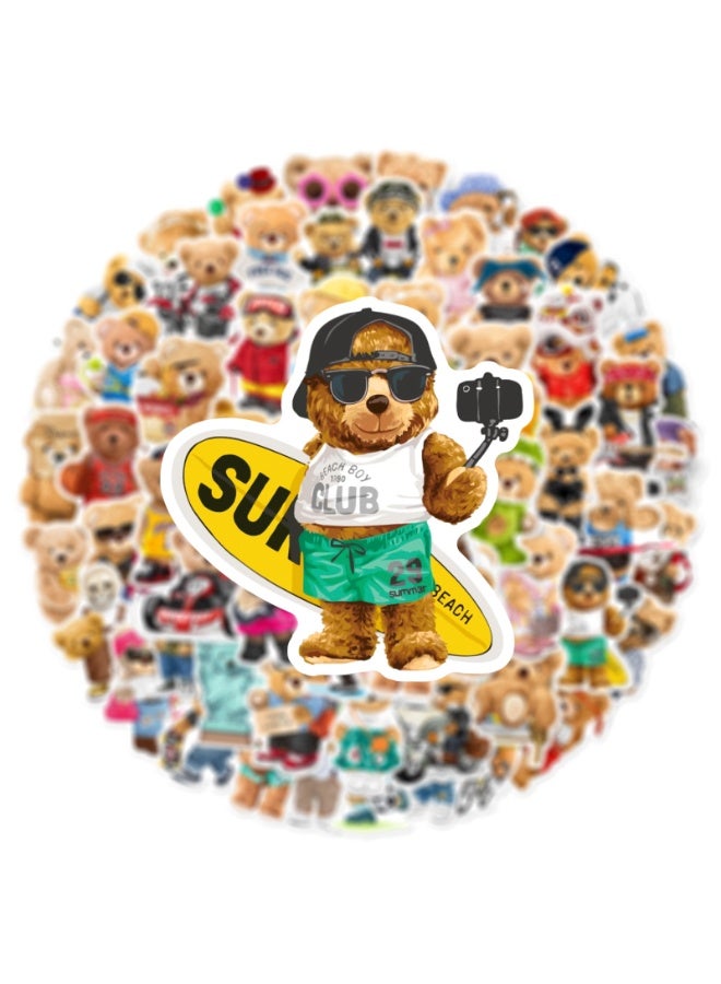 NIBEMINENT 60 Pcs Cute Doll Bear Deco Kit Waterproof Stickers, High Definition Printing Bright Colors, Suitable for Laptop Skateboard Luggage Water Bottle Guitar DIY - Image 3