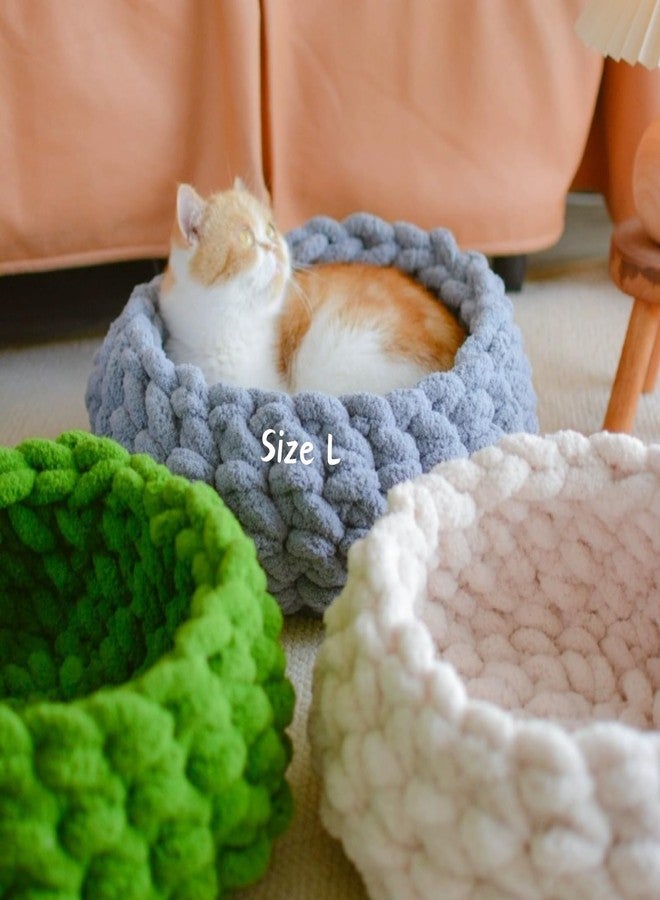 Urnat Cat Nest Bed - Premium Handwoven Washable Extra Soft and Warm Indoor House Furniture (Cloud White,Large) - Image 3