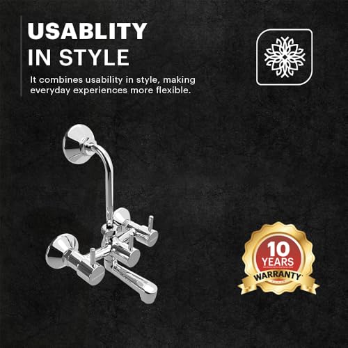 Johnson Bathrooms Johnson Coral Wall Mixer 2 in 1 with Bend Pipe | Bathroom Tap, Mixer Tap, Wall Mixer, Kitchen Faucet| Provision for Hot & Cold Water| 10 Years Warranty - Image 2