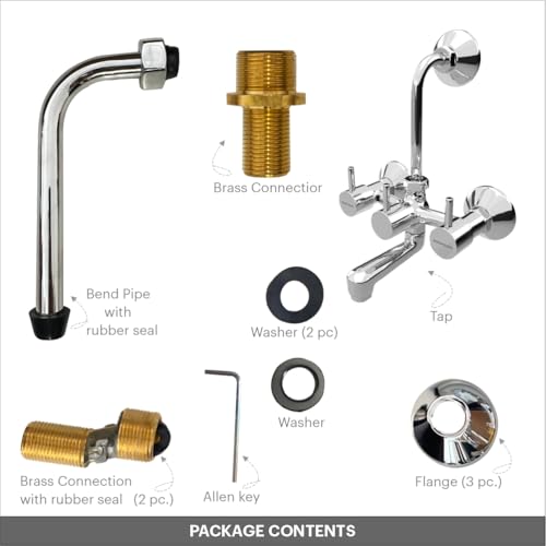 Johnson Bathrooms Johnson Coral Wall Mixer 2 in 1 with Bend Pipe | Bathroom Tap, Mixer Tap, Wall Mixer, Kitchen Faucet| Provision for Hot & Cold Water| 10 Years Warranty - Image 3