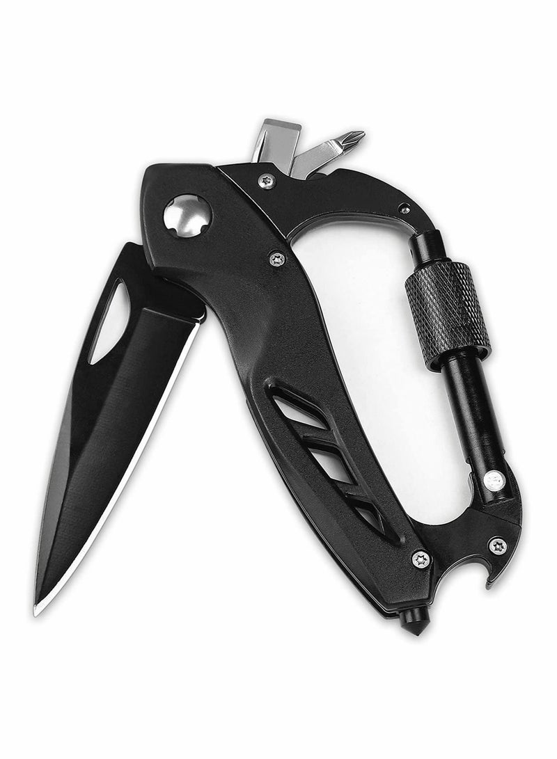 SYOSI Multitool Carabiner with Pocket Knife EDC Carabiners Keychain with Folding Knives Bottle Opener Window Breaker and Screwdriver for Men Survival Gear for Outdoor Camping Hiking  - Image 1