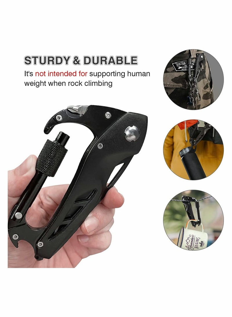 SYOSI Multitool Carabiner with Pocket Knife EDC Carabiners Keychain with Folding Knives Bottle Opener Window Breaker and Screwdriver for Men Survival Gear for Outdoor Camping Hiking  - Image 4