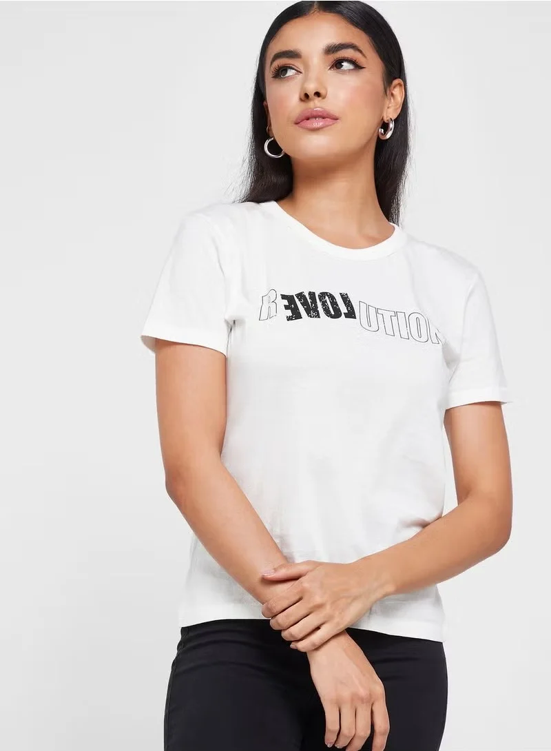 Jacqueline de Yong Round Neck Graphic Detail T-Shirt