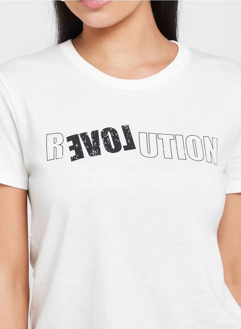 Jacqueline de Yong Round Neck Graphic Detail T-Shirt